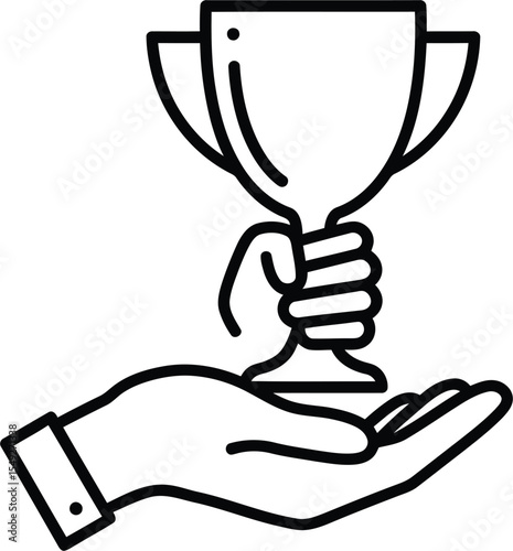 Simple black and white line drawing of an award medal with ribbon.