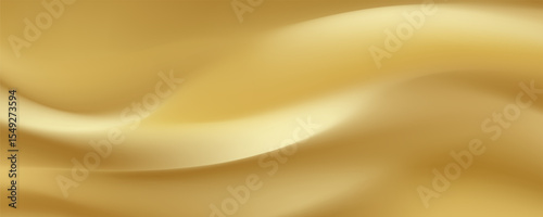 Close-up texture of natural gold silk. Light Golden fabric smooth texture surface background. Smooth elegant gold silk in Sepia toned.