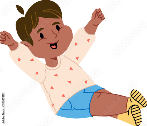 Joyful Child with Raised Arms