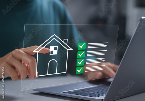 Real Estate Business Management Concept – Property Analysis, Online Buying and Selling of Homes, Mortgage Loans, and Insurance

