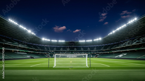 Stade de football sous les projecteurs