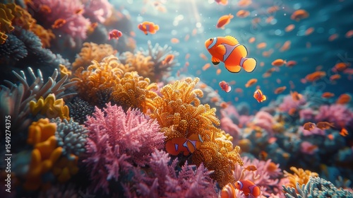 A fish swimming in a coral reef