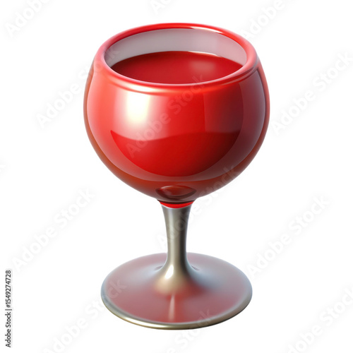 Red wine glass 3d rendering plasticstyle icon solated on white background elegance and celebration