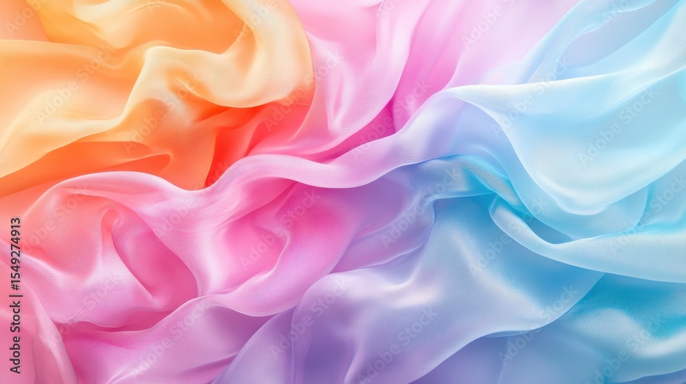 Fototapeta premium A stunning arrangement of soft pastel fabrics waves gracefully, representing beauty, elegance, and the soothing nature of color in design and art.