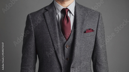 A man posing for a photo in a formal suit and tie, suitable for business or corporate use