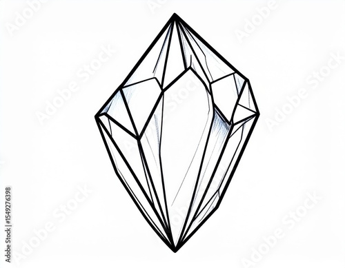 Diamond Shaped Gemstone Line Drawing Illustration