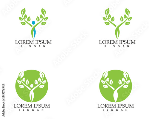 Human character logo sign,Health care logo. Nature logo sign. Green life logo sign.