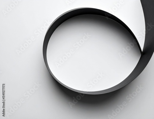 Abstract Black Ribbon Design On White Background