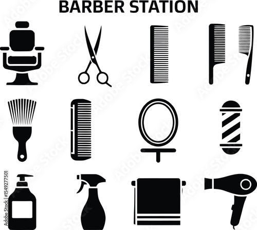 set of hair salon icons
