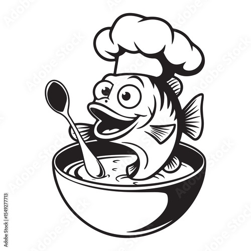Chef cartoon holding spoon and fork cooking in kitchen vector illustration