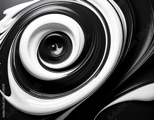 Abstract Swirling Black And White Paint Texture