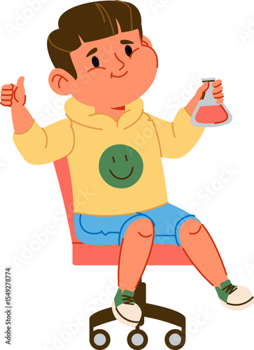 Boy with Flask on Chair