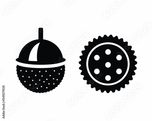 Lychee vector silhouette illustration isolated on white background