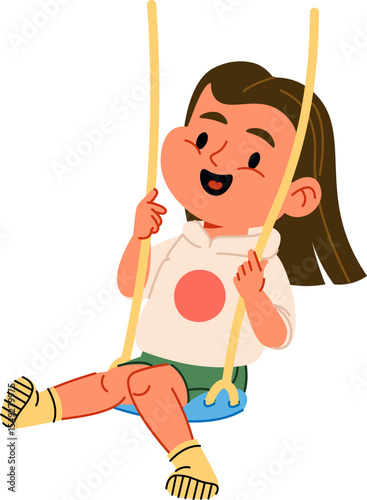 Girl on Swing with Joyful Expression