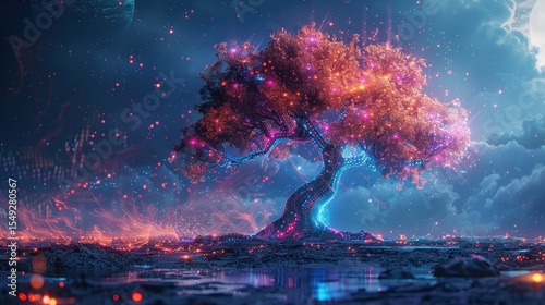 A tree with many lights in it