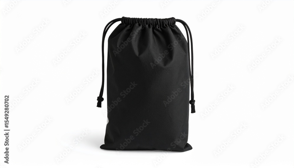 Naklejka premium Classic black drawstring bag mockup – gym, sports, travel pack template.