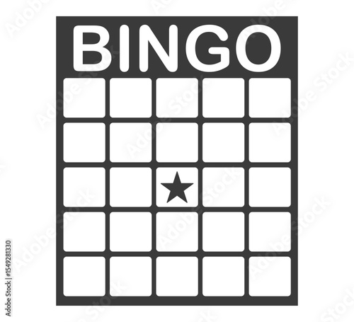 Bingo card template blank with star, luck lotto board game. Bingo ticket empty. Bingo icon, for numbers. 