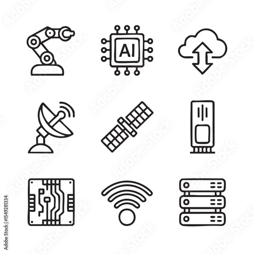 Web icon set with various vector symbols for business internet and media design
