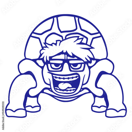 Turtle Nerd Horn-rimmed glasses Geek Smart Laughs Isolated Vector Graphic Design Illustration
