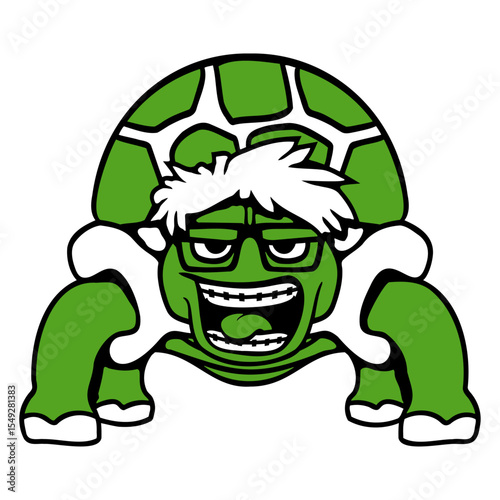 Turtle Nerd Horn-rimmed glasses Geek Smart Laughs Isolated Vector Graphic Design Illustration
