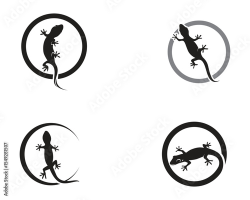 Lizard Chameleon Gecko Silhouette black vector 10