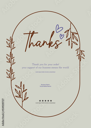 Thank you message for card, Thank you card template Vector design.