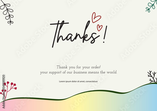 Thank you message for card, Thank you card template Vector design.