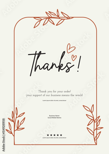 Thank you message for card, Thank you card template Vector design.