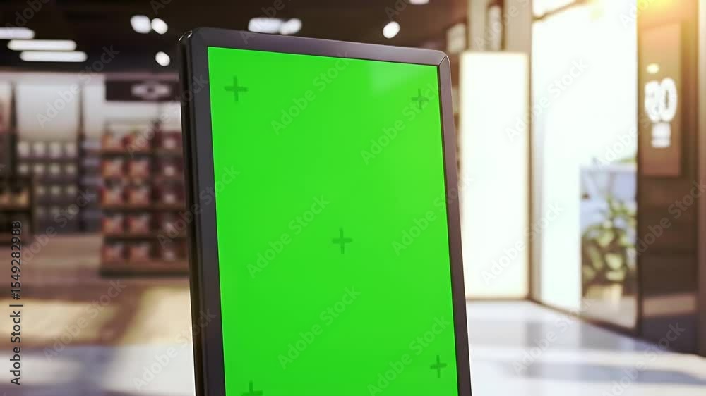 Green Screen Display at Shopping Mall Entrance