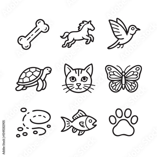 Adorable Pet Icons Dogs, Cats, Birds, and More! Free Vector Graphics