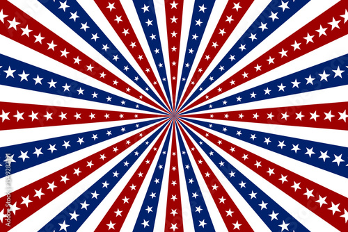 Red and Blue Sunburst Background with Star. American Flag Color Concept. Vector Illustration. Wallpaper