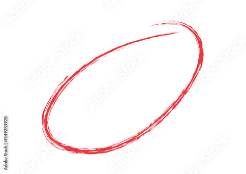 Red circle brush stroke marker highlighter vector
