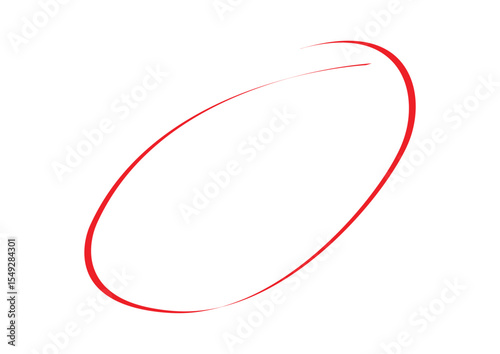 Red circle brush stroke marker highlighter vector