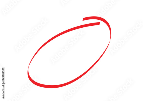 Red circle brush stroke marker highlighter vector