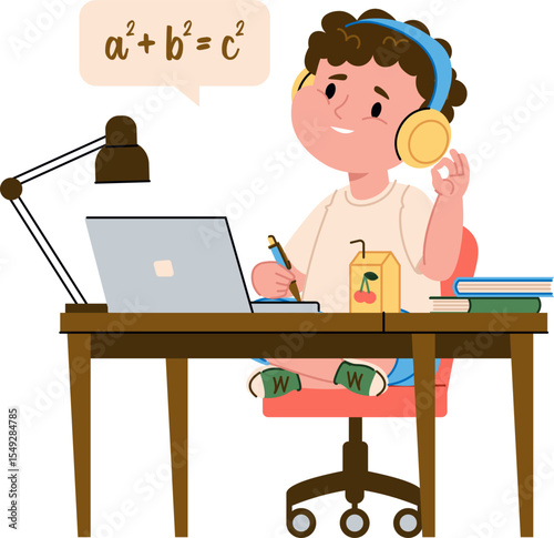 Student Studying at Desk