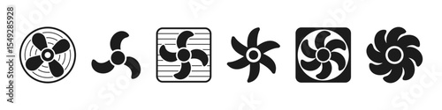 Fan icon set. ventilator symbol. Vector logotype