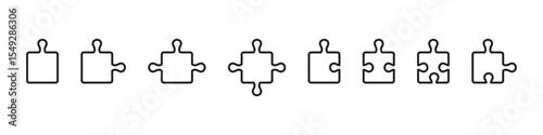 Puzzle icons set. Puzzle pieces line icon. Vector