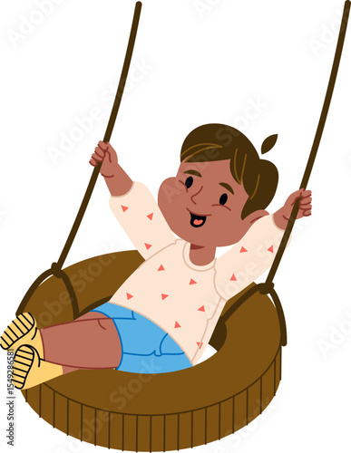 Child on Tire Swing