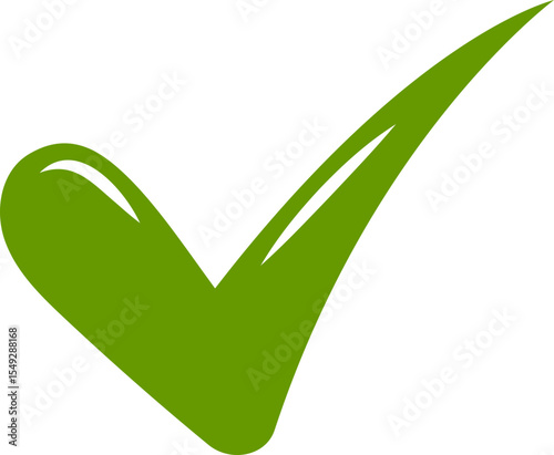 Green check mark on white. Symbol of success, approval, and completion. Use for presentations, checklists, and visual aids. Simple graphic, positive feedback icon.