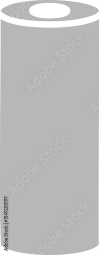 Simple grey cylinder with a white top, minimalist design.  Perfect for representing storage, energy, or data concepts. Ideal for infographics, websites, apps, and presentations.
