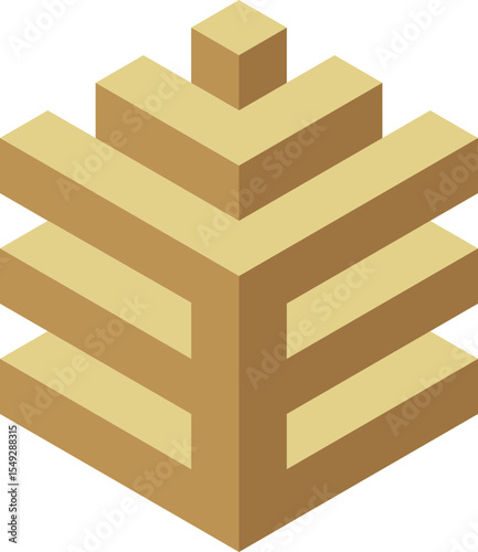 Abstract isometric cube design.  Represents growth, progress, or stability.  Elegant, minimalist style. Perfect for business, technology, or architecture concepts.
