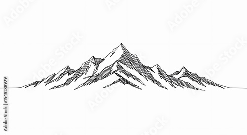 Hand Drawn Mountain Peak Sketch Illustration