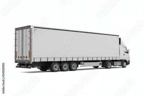 Logistic van trailer truck or lorry on white background, with empty blank space for text copy space or mockup design, high detail, 8k
