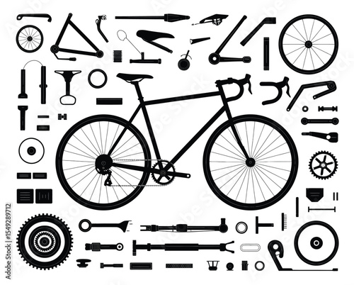 bicycle, components, workshop, infographic, assembly, designs, develop, visual, educate, practice, guide, skill, explore, parts, collage, project, maintenance, perspective, process, layout, system, st