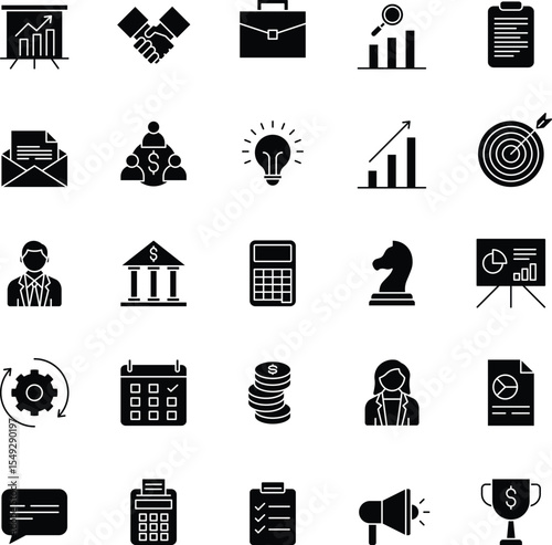 business solid icon set
