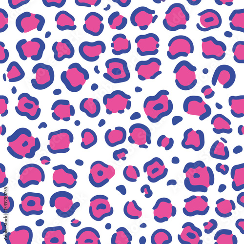 Pink leopard spots with blue outline isolated on transparent background