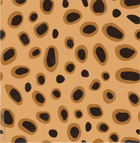 Seamless animal print pattern with brown spots on tan background