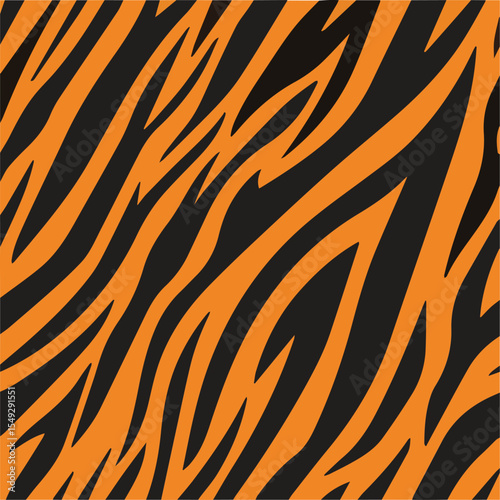 Seamless tiger pattern with orange stripes on a black background