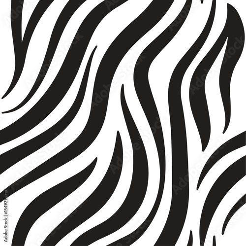 Black and white zebra stripes pattern isolated on transparent background