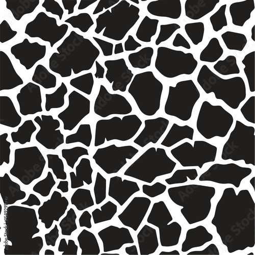 Black and white giraffe spots pattern isolated on transparent background